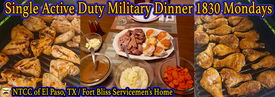 Single active duty military dinner Monday night