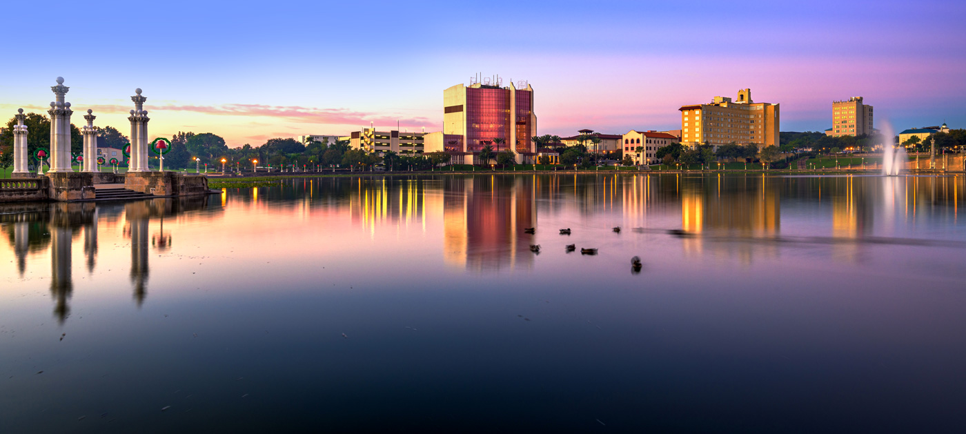 Lakeland Florida skyline with sunrise AdobeStock_305020450-1400x629